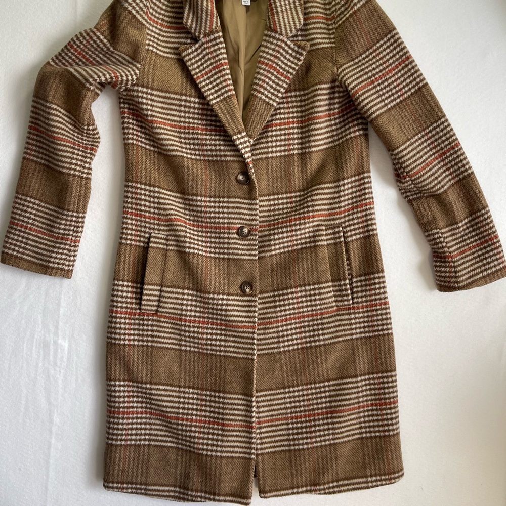 Evereve Brown Plaid Pea Coat XS - Picture 4 of 11